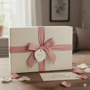 A beautifully wrapped rose perfume bottle, perfect for a birthday or anniversary gift under £50.