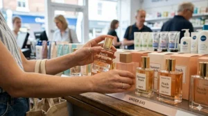 A selection of affordable peach perfumes from popular UK high street chemists.