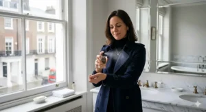 Elegant glass perfume bottle with gold accents, representing a bold and confident fragrance for women.