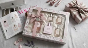 A decorative perfume gift set with ribbons, ideal for a British teenager's birthday or Christmas present.