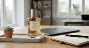 A bottle of long-lasting Eau de Parfum chosen as a top perfume under £50 for work environments.