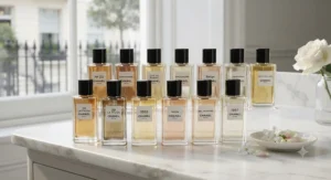 An array of refined bottles from the Chanel Les Exclusifs range, a sophisticated selection of Chanel perfume for women.