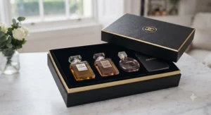 A beautifully wrapped Chanel perfume for women gift set, perfect for special occasions and luxury gifting.