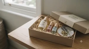 An elegant gift set of vegan and cruelty-free perfumes for women.