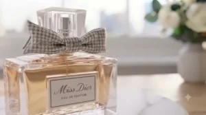 Soft pink floral Miss Dior Blooming Bouquet Eau de Toilette bottle.