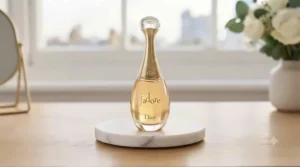 Elegant glass bottle of Miss Dior Eau de Parfum with its signature bow detail.