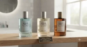 A lineup of three distinct fragrance bottles showcasing a popular brand's daily cologne for men under £40 collection.