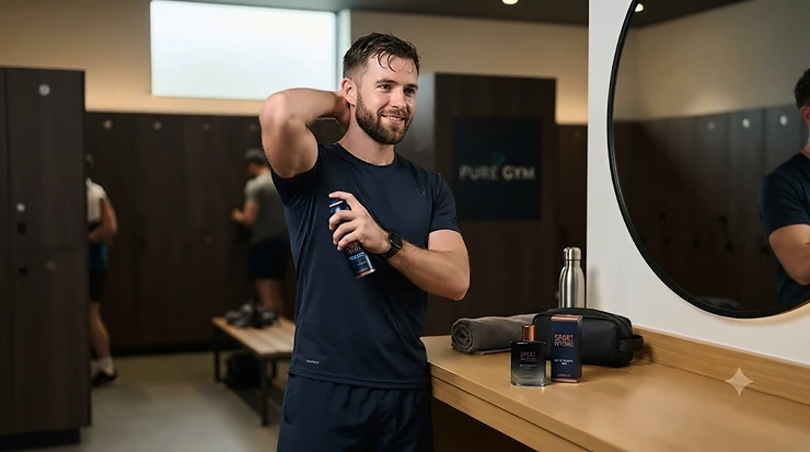 A premium deodorant and cologne combo for the gym, designed to keep British men fresh after a heavy workout. deodorant cologne combo for gym