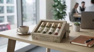 Eco-friendly and cruelty-free perfume gift set featuring sustainably sourced ingredients for conscious colleagues.