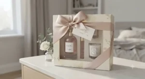 A beautifully wrapped gift set featuring a popular everyday perfume for women.