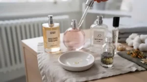 A body mist and perfume layered together to make an affordable everyday fragrance last longer throughout the day.