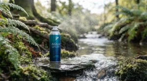 Creative splash photography highlighting the crisp marine and ocean notes that define a premium fresh aquatic scent for sport.