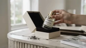 Unboxing a beautifully packaged luxury fragrance under £100, ideal for birthday or anniversary gifts for him and her.