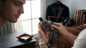 Well-dressed man arriving at a winter gala event, representing the ideal occasion for a bold black-tie fragrance for men.