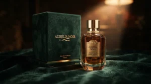 A high-end formal fragrance gift set placed on a velvet surface ready for an evening gala
