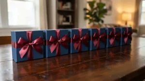 An elegant formal fragrance gift set presented as a thoughtful thank you present for groomsmen