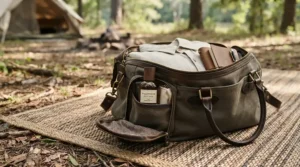 A handy travel-friendly perfume for festival or party season packed inside a weekend camping bag